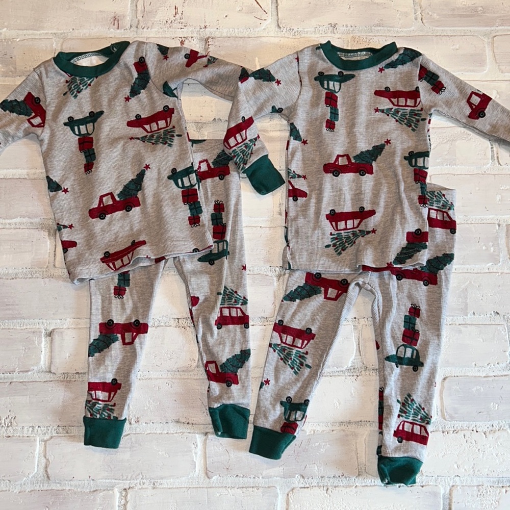 Baby 12m holiday vintage truck & tree twin matching pj set